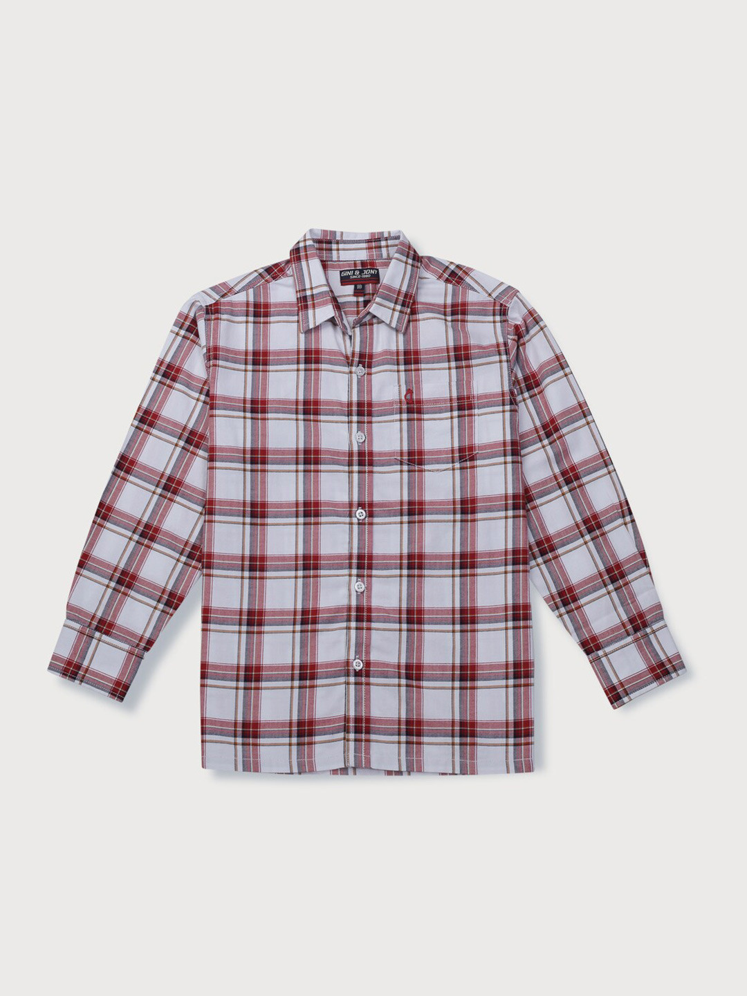 

Gini and Jony Boys Tartan Checked Opaque Casual Cotton Shirt, Red