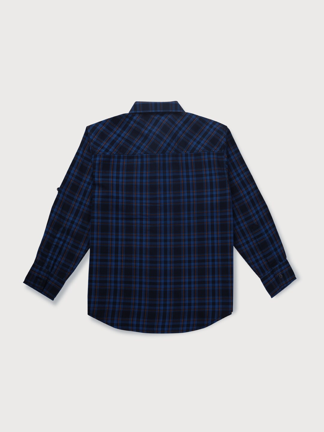 

Gini and Jony Boys Tartan Checked Roll-Up Sleeves Casual Cotton Shirt, Navy blue