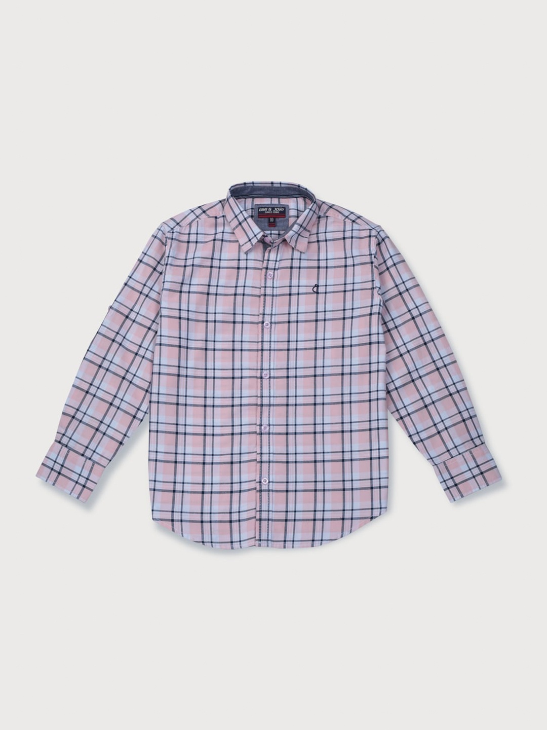 

Gini and Jony Boys Tartan Checked Cotton Casual Shirt, Pink