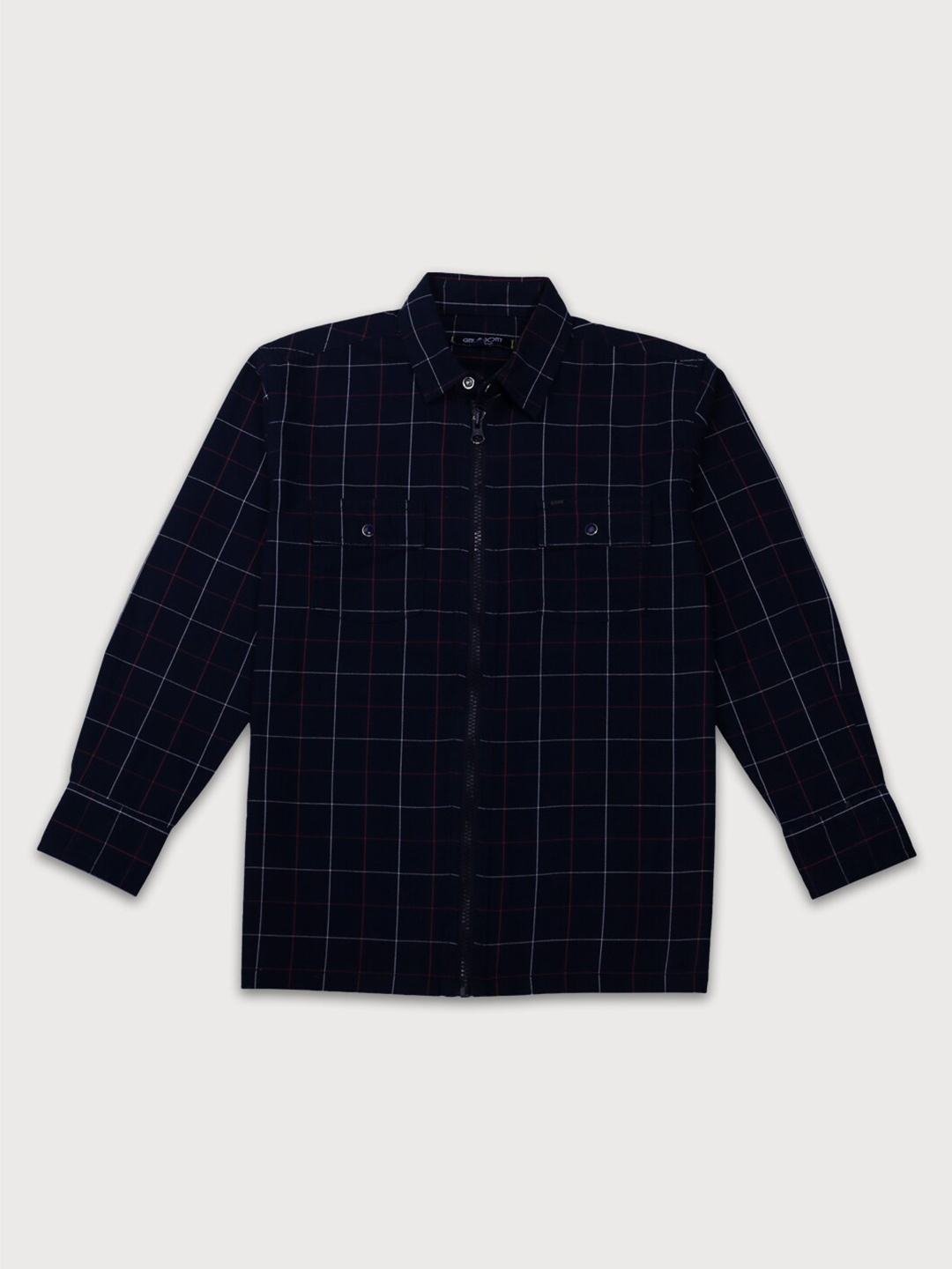 

Gini and Jony Boys Windowpane Checks Cotton Casual Shirt, Navy blue