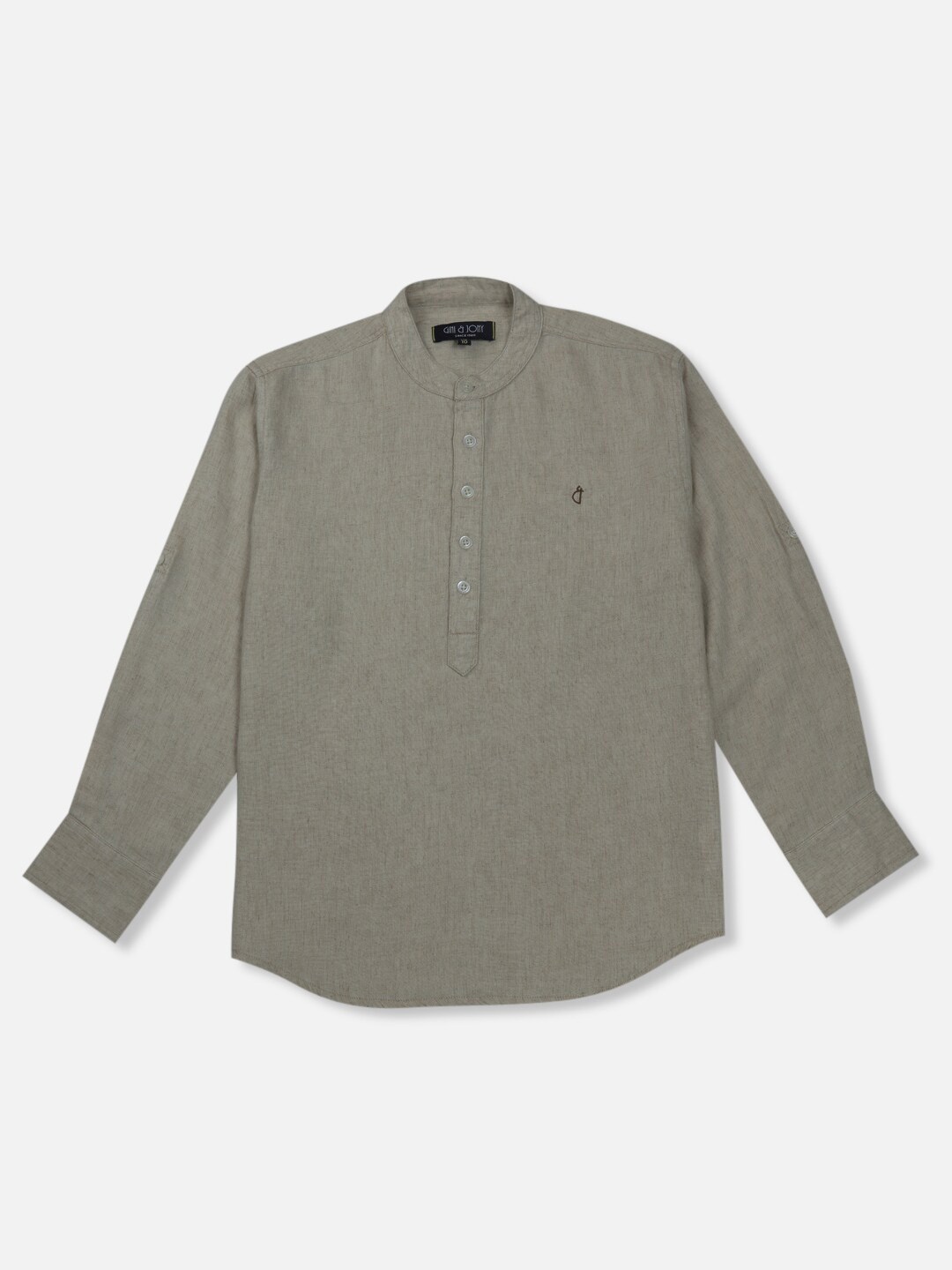 

Gini and Jony Infants Boys Band Collar Cotton Casual Shirt, Grey
