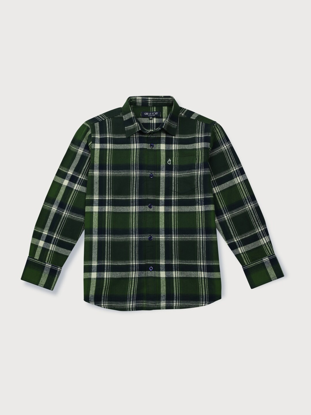 

Gini and Jony Infant Boys Tartan Checked Cotton Casual Shirt, Green