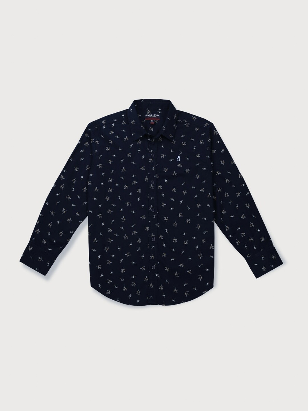 

Gini and Jony Infants Boys Conversational Printed Cotton Casual Shirt, Navy blue