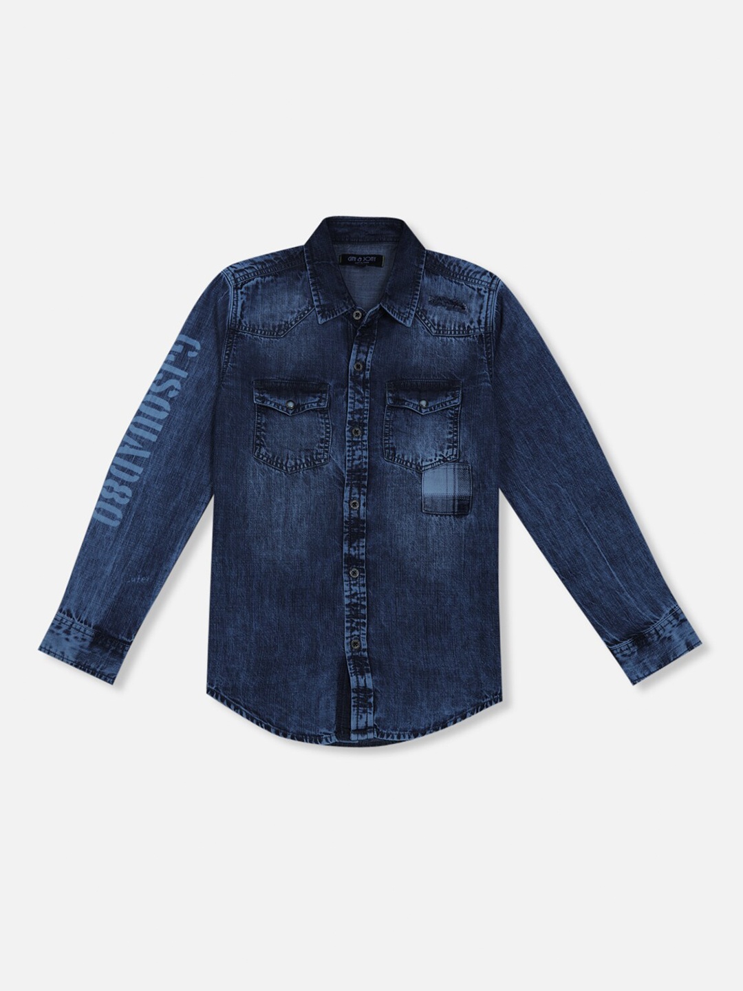 

Gini and Jony Boys Faded Denim Casual Shirt, Navy blue