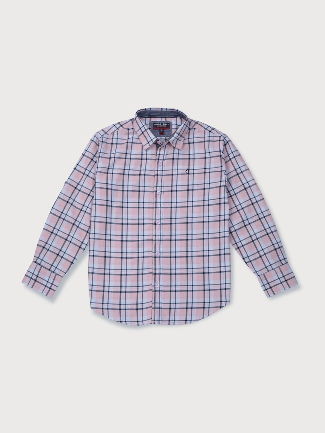 

Gini and Jony Infants Boys Tartan Checked Cotton Casual Shirt, Pink