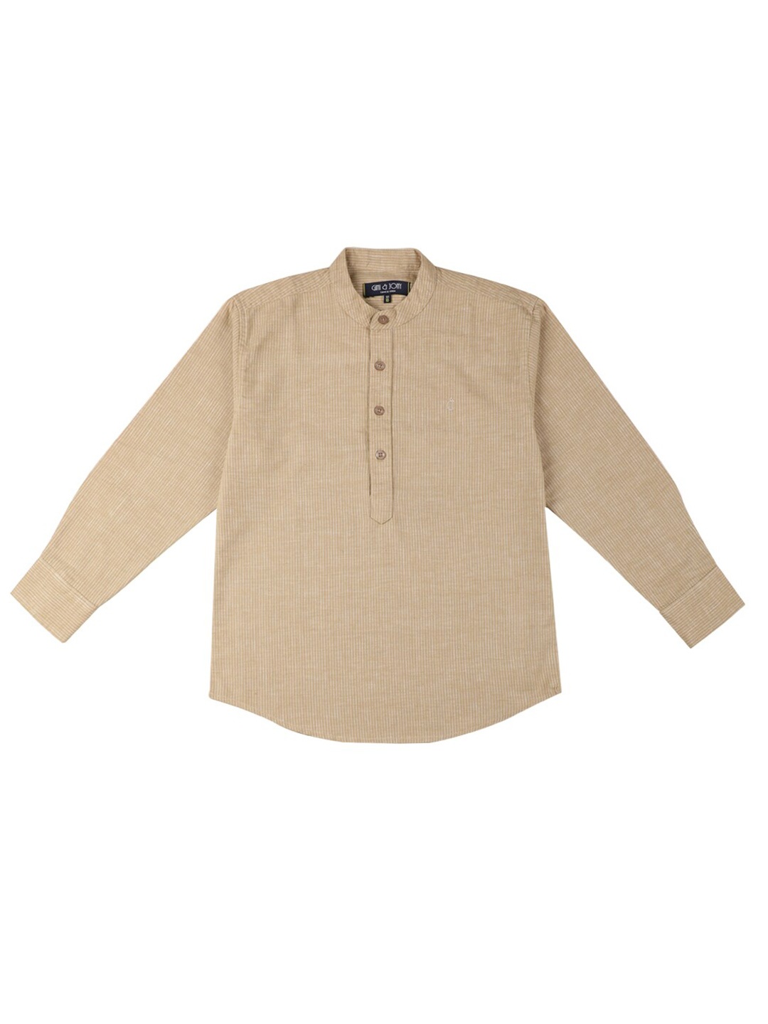 

Gini and Jony Boys Vertical striped Band Collar Casual Cotton Shirt, Khaki