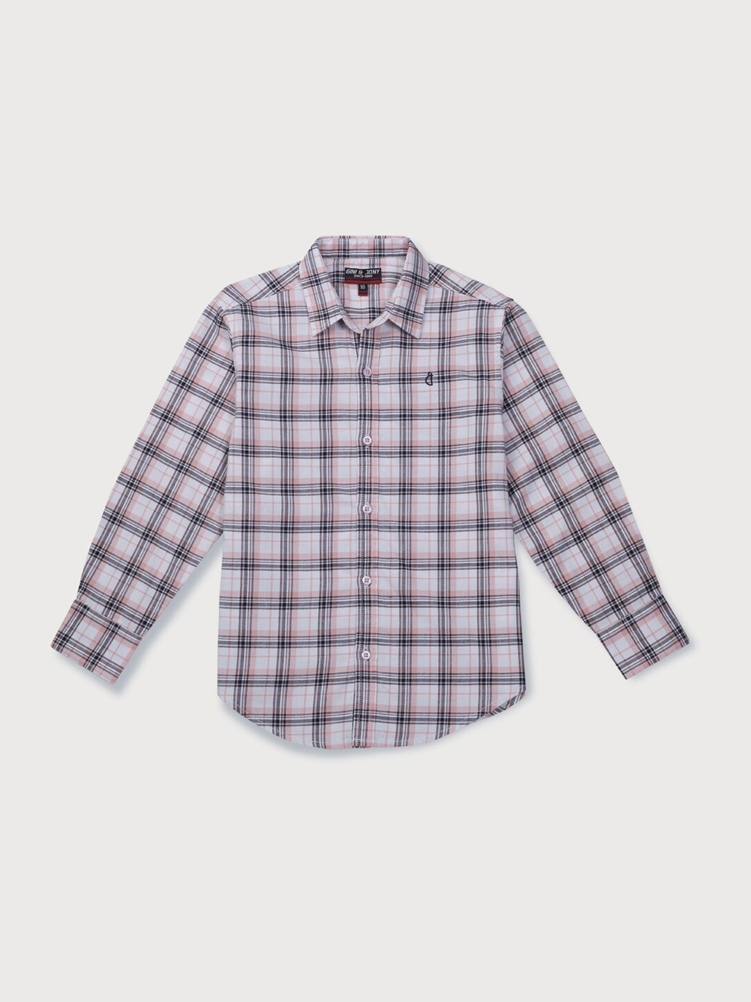

Gini and Jony Boys Tartan Checked Opaque Casual Cotton Shirt, Pink