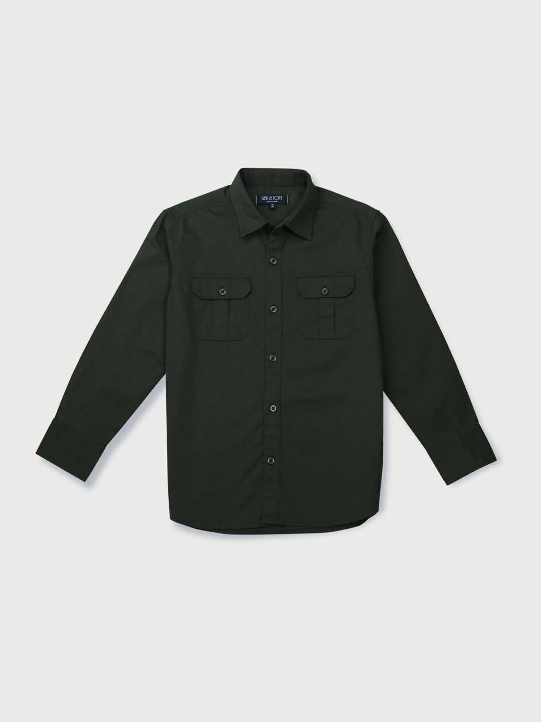 

Gini and Jony Infant Boys Spread Collar Long Sleeves Opaque Casual Cotton Shirt, Green