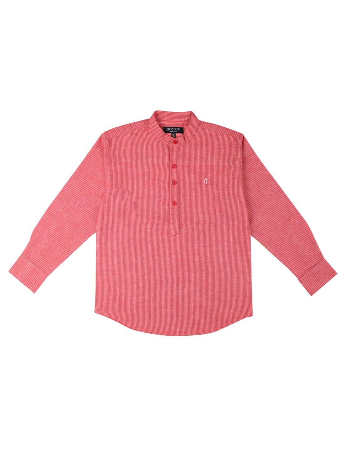 

Gini and Jony Boys Striped Band Collar Long Sleeves Cotton Casual Shirt, Pink