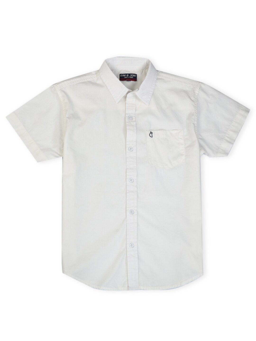 

Gini and Jony Boys Spread Collar Short Sleeves Cotton Casual Shirt, White