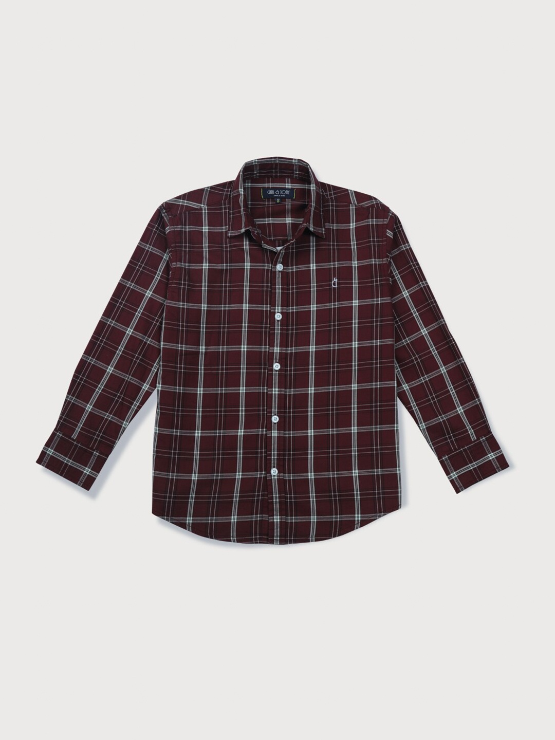 

Gini and Jony Boys Tartan Checked Cotton Casual Shirt, Maroon