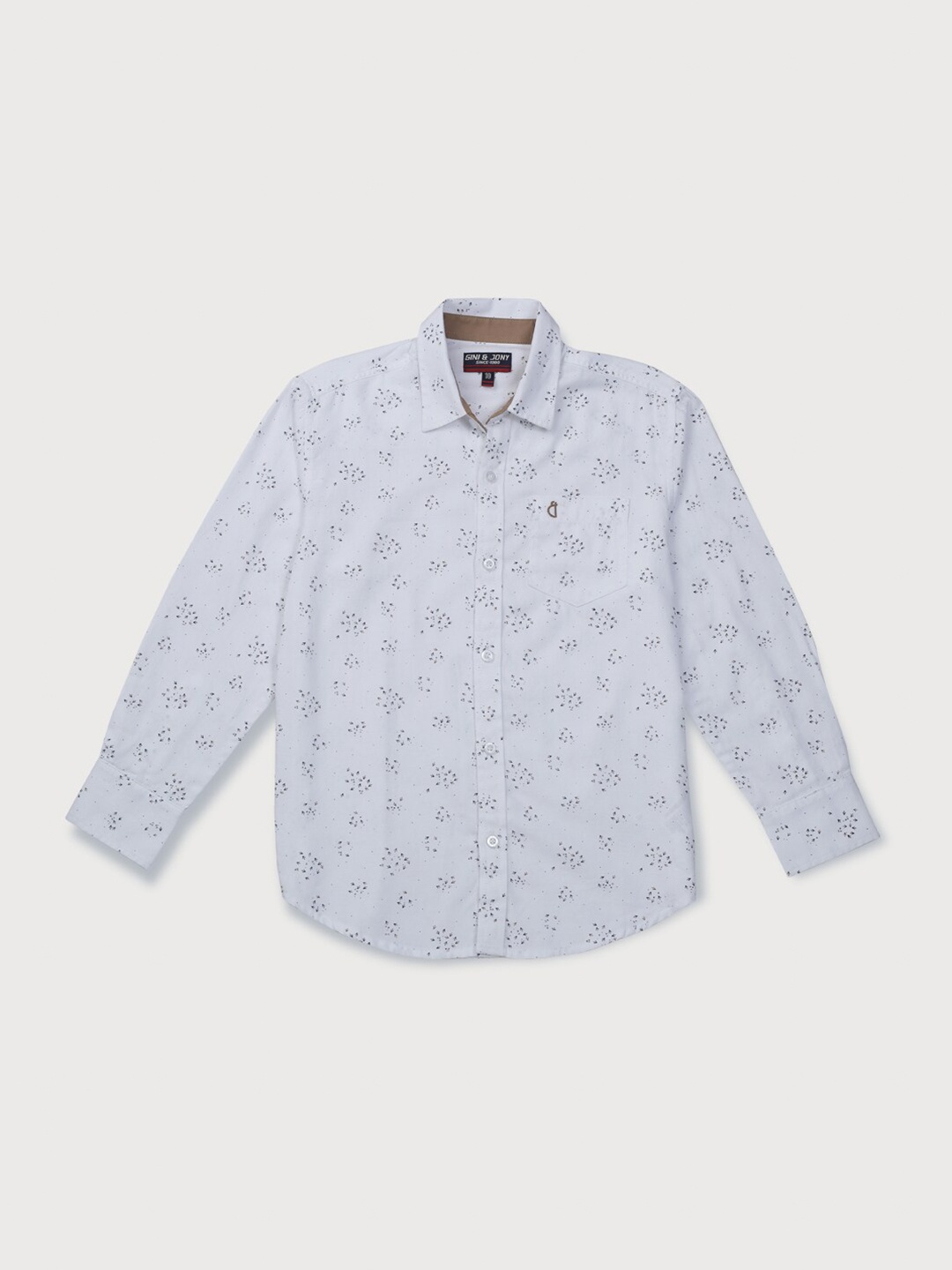 

Gini and Jony Boys Conversational Printed Cotton Casual Shirt, White
