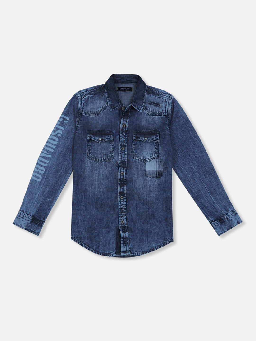 

Gini and Jony Boys Spread Collar Faded Denim Casual Shirt, Blue