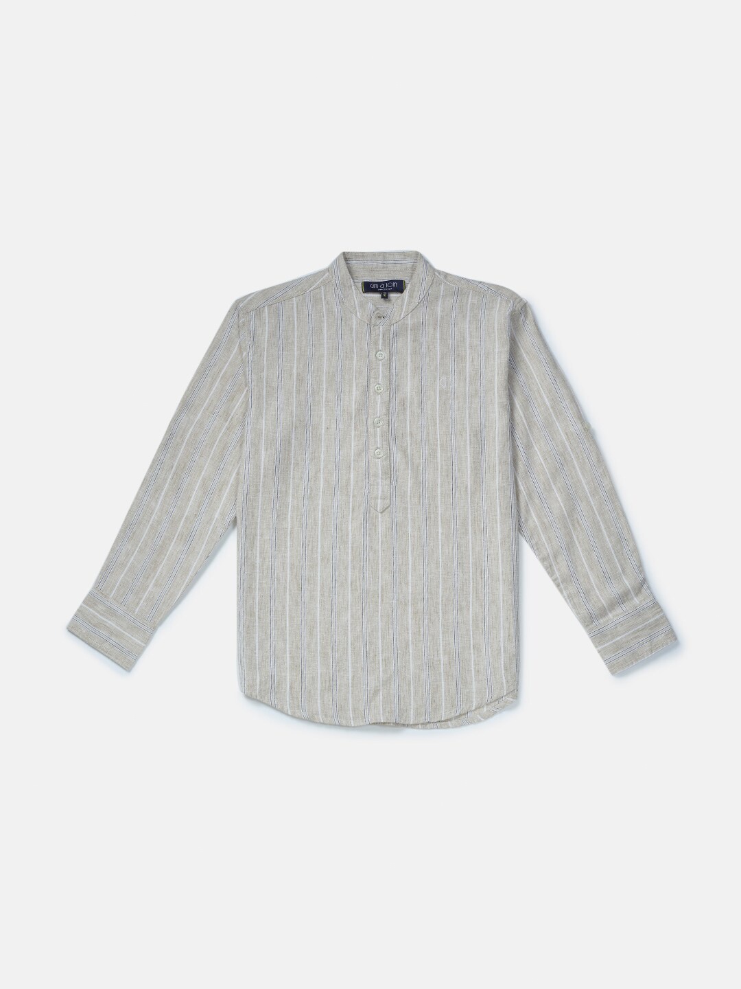 

Gini and Jony Boys Vertical Striped Mandarin Collar Cotton Casual Shirt, Grey