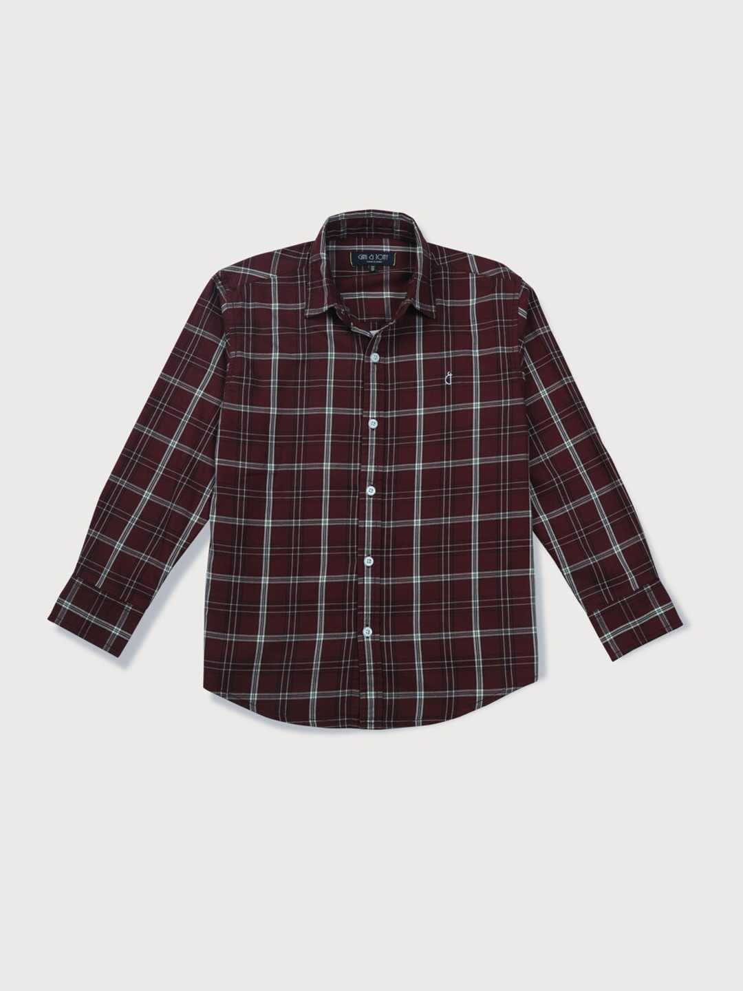 

Gini and Jony Boys Tartan Checked Cotton Casual Shirt, Maroon