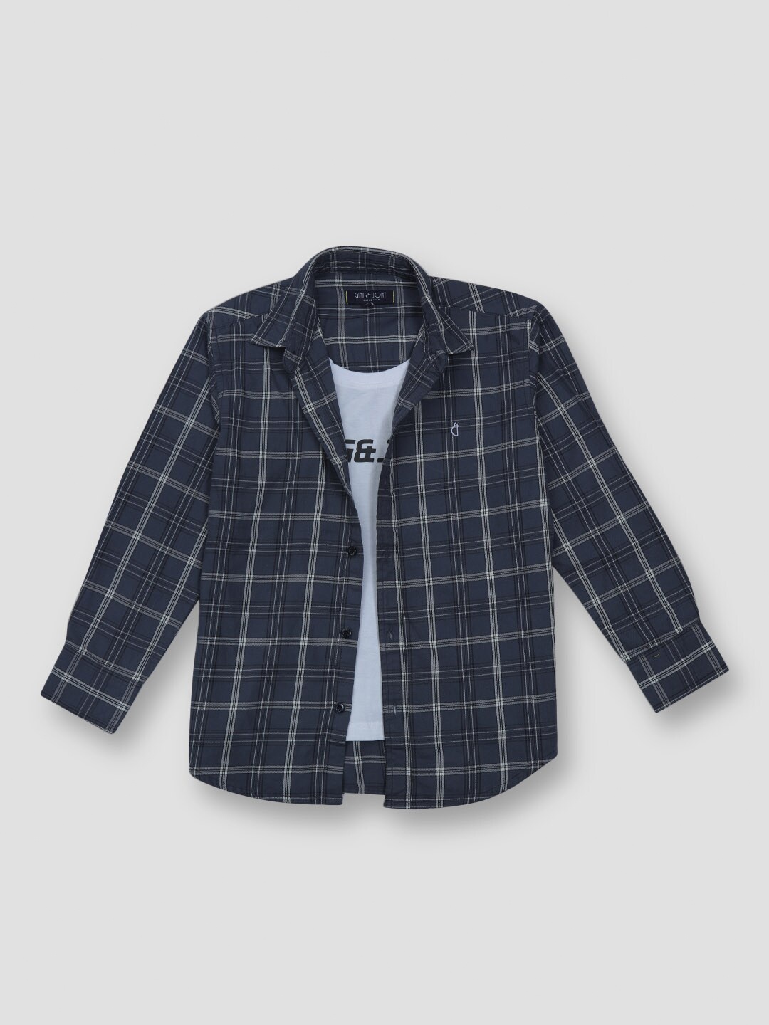 

Gini and Jony Boys Checked Cotton Casual Shirt, Grey