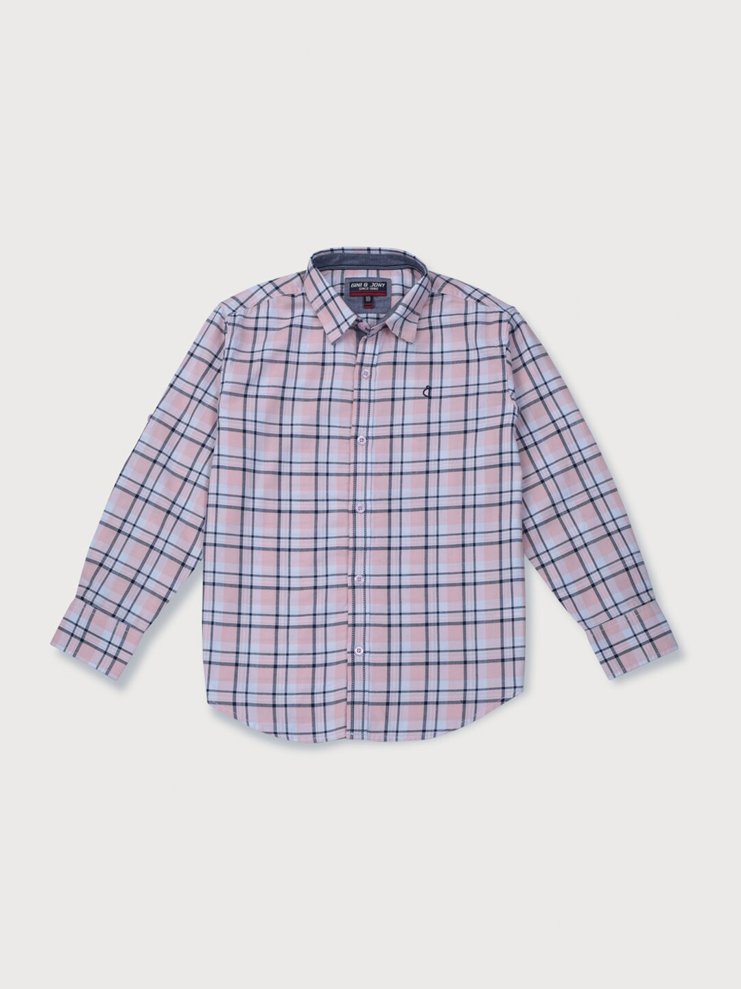 

Gini and Jony Boys Tartan Checked Cotton Casual Shirt, Pink