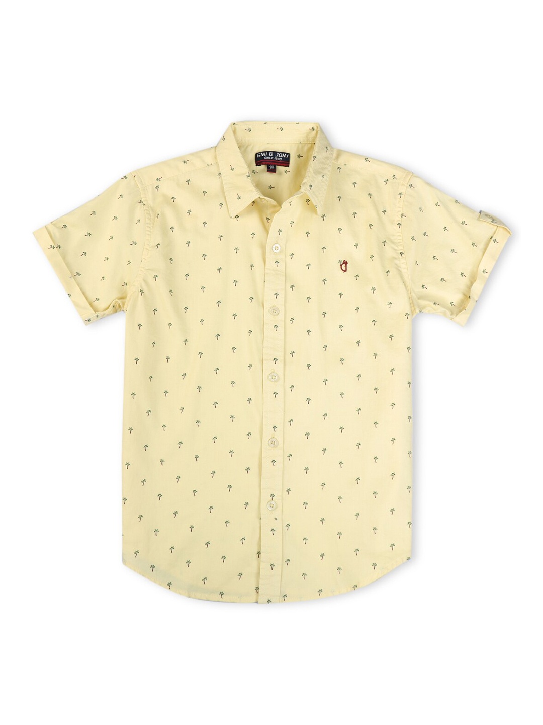 

Gini and Jony Boys Conversational Printed Cotton Casual Shirt, Yellow