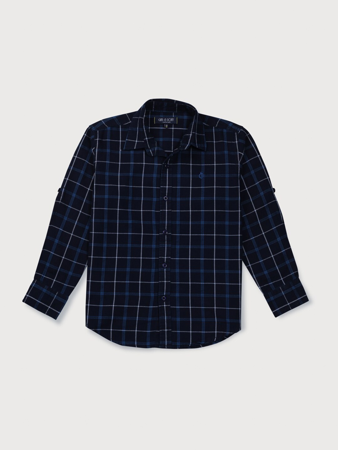 

Gini and Jony Infants Boys Windowpane Checked Cotton Casual Shirt, Navy blue