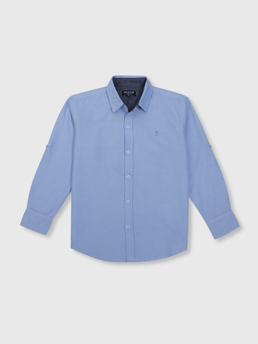 Gini and Jony Infants Boys Roll-Up Sleeves Cotton Casual Shirt, Blue