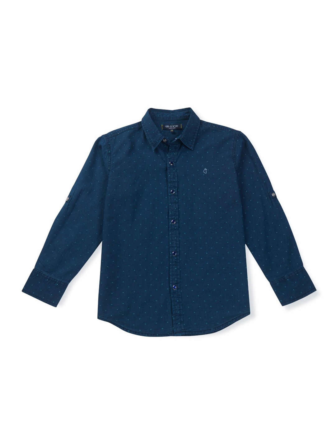 

Gini and Jony Infants Boys Micro Ditsy Printed Cotton Casual Shirt, Blue