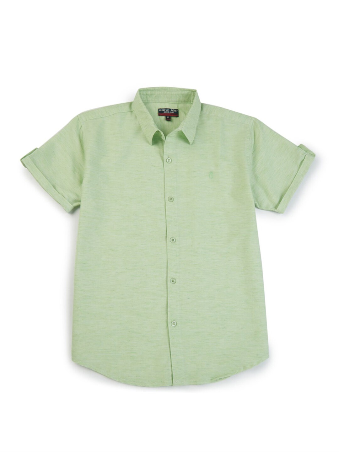 

Gini and Jony Boys Spread Collar Cotton Casual Shirt, Olive