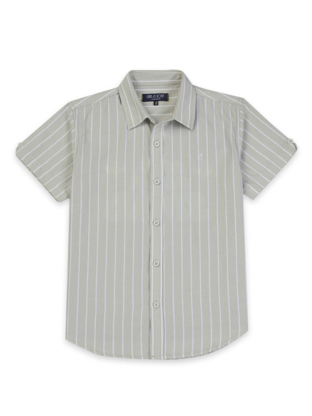 

Gini and Jony Boys Striped Spread Collar Cotton Casual Shirt & T-shirt, Olive