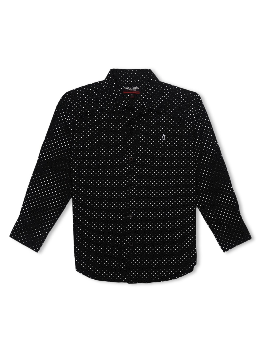 

Gini and Jony Boys Micro Ditsy Printed Long Sleeves Cotton Casual Shirt, Black
