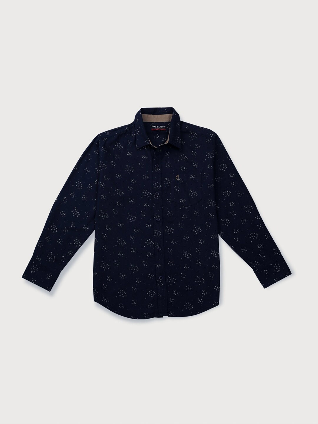 

Gini and Jony Boys Micro Ditsy Printed Long Sleeves Cotton Casual Shirt, Navy blue