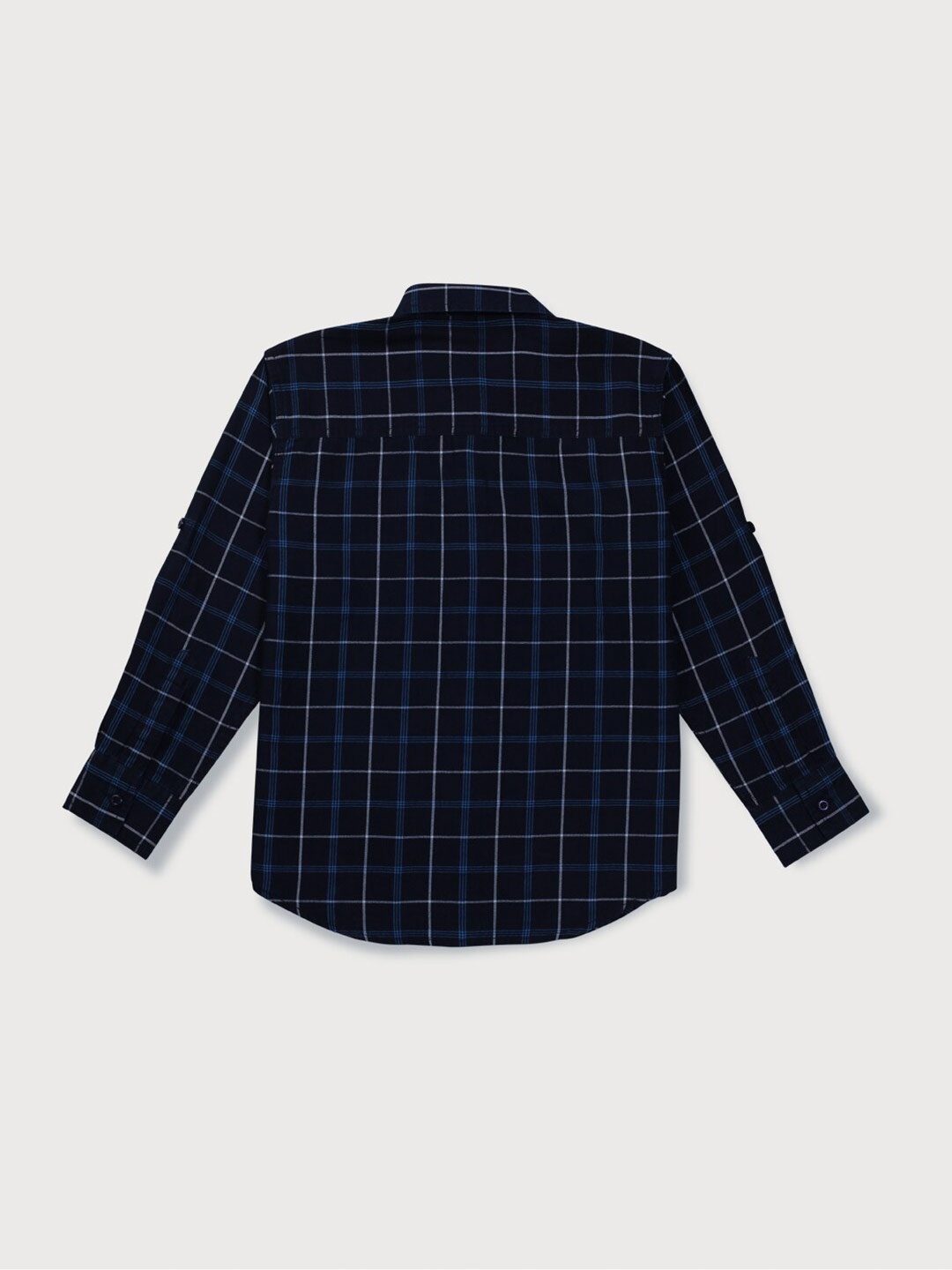 

Gini and Jony Boys Windowpane Checked Spread Collar Cotton Casual Shirt, Navy blue