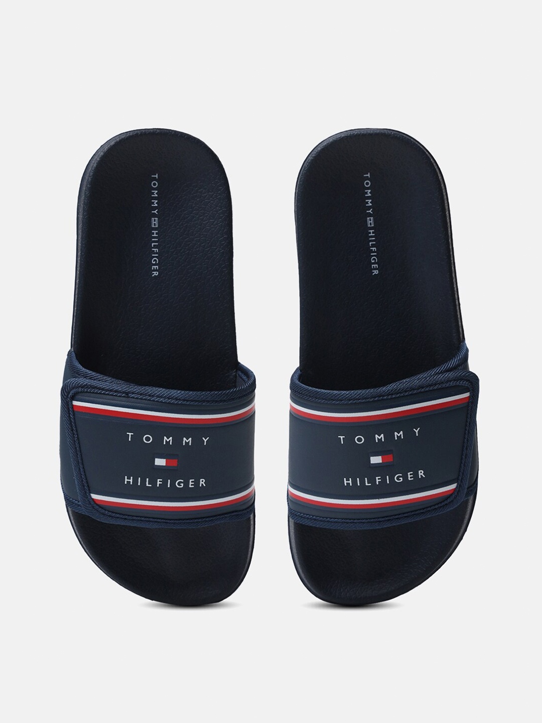 

Tommy Hilfiger Boys Brand Logo Printed Adjustable Strap Sliders, Navy blue