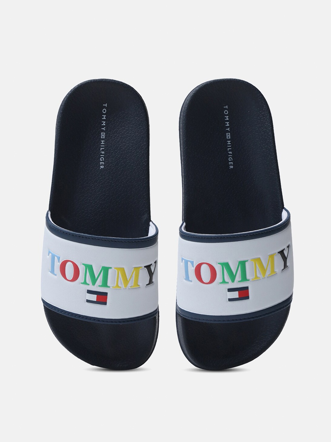 

Tommy Hilfiger Boys Brand Logo Printed Sliders, Black