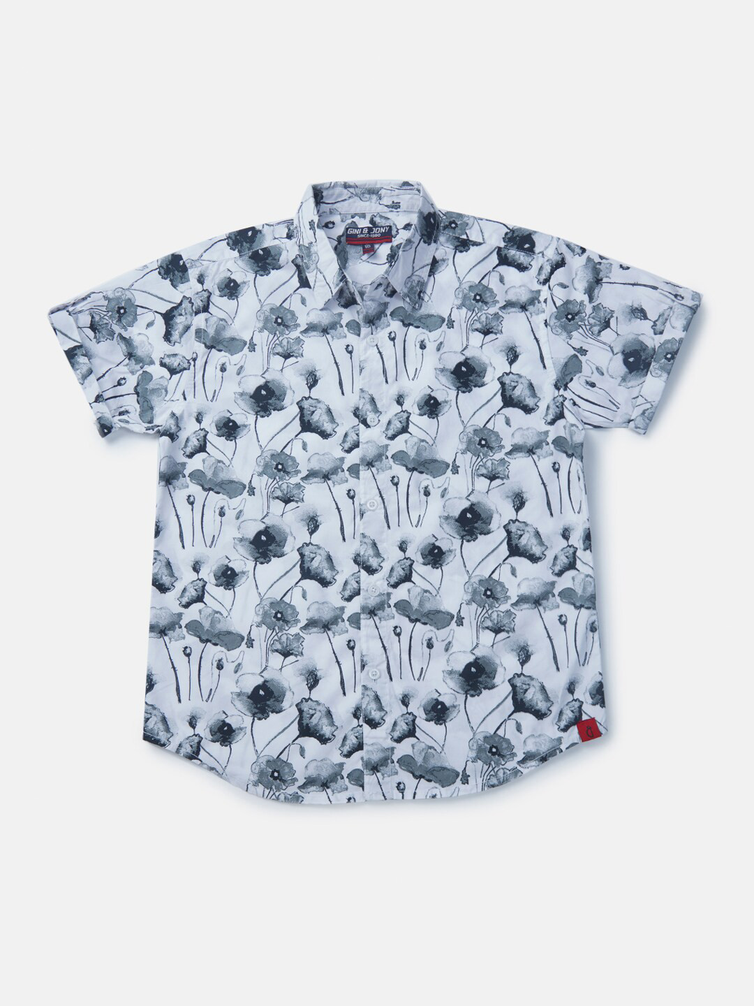 

Gini and Jony Boys Floral Printed Cotton Casual Shirt, White
