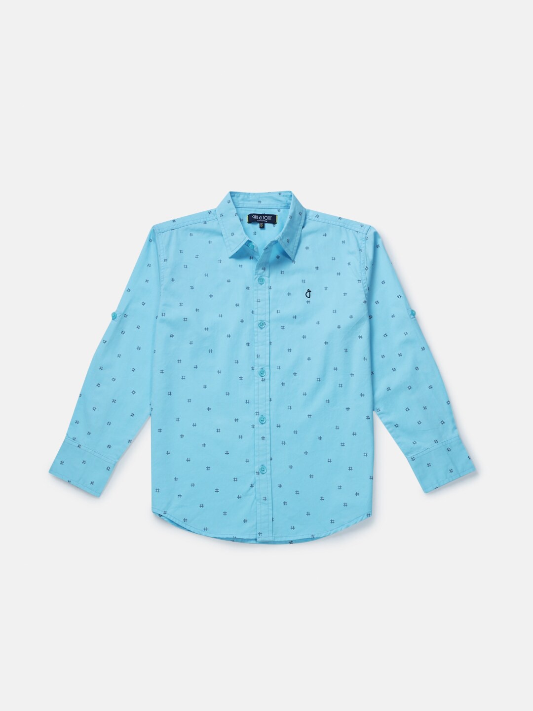 

Gini and Jony Boys Conversational Printed Spread Collar Casual Cotton Shirt, Blue