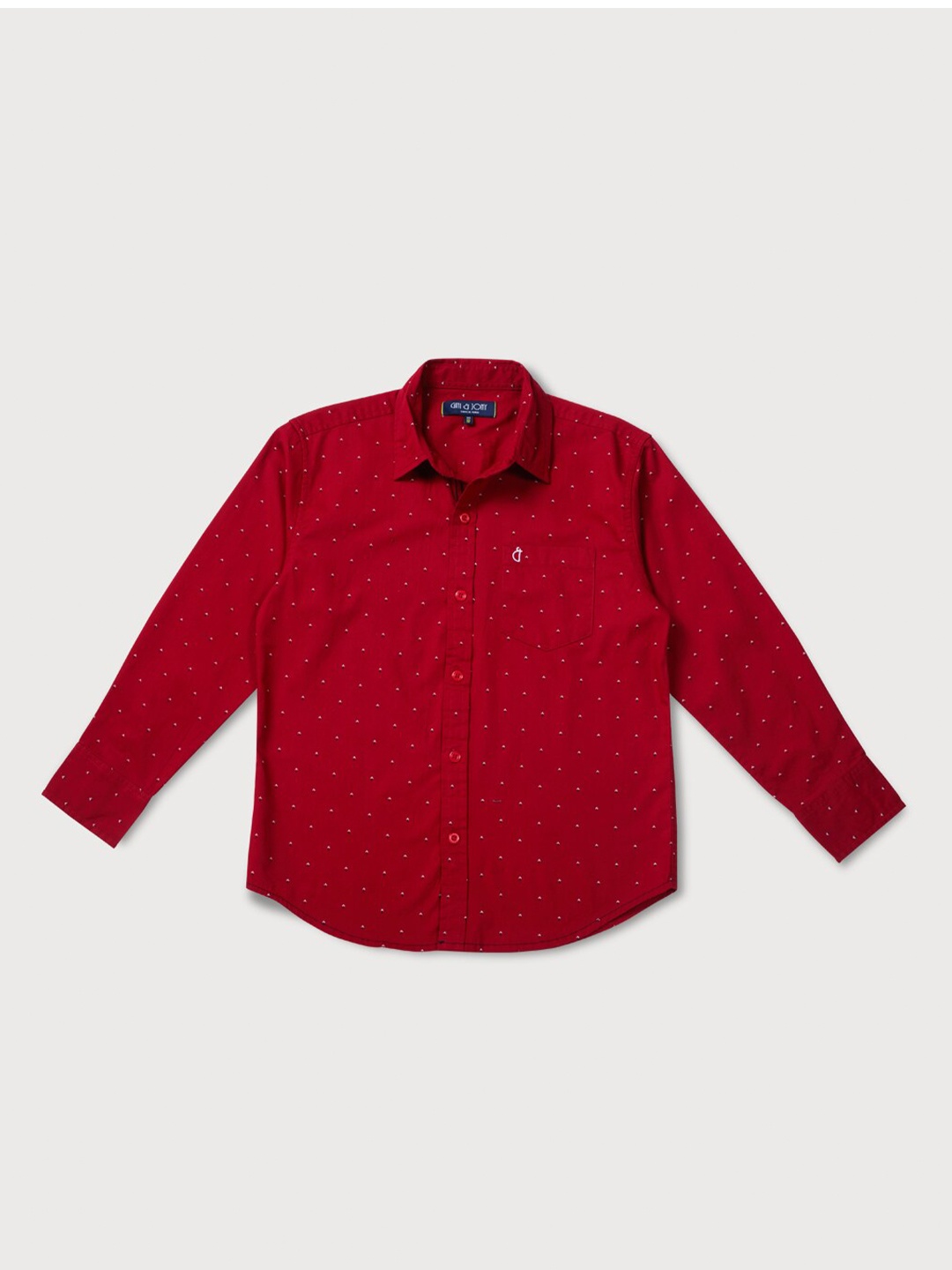 

Gini and Jony Boys Micro Ditsy Printed Cotton Casual Shirt, Red