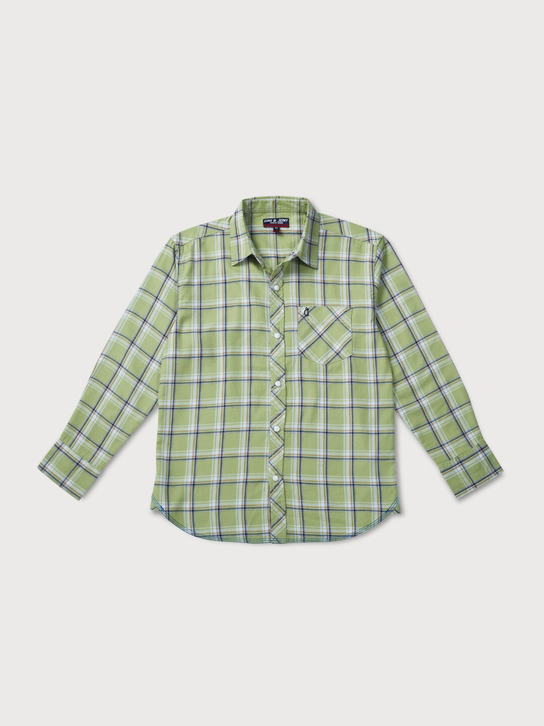 

Gini and Jony Boys Tartan Checks Cotton Casual Shirt, Green
