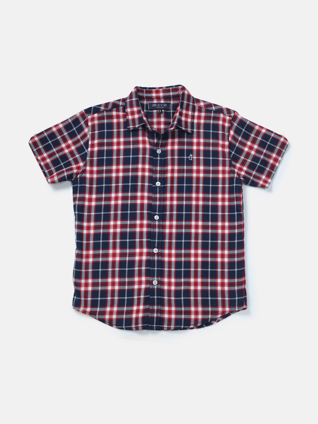 

Gini and Jony Boys Tartan Checked Spread Collar Short Sleeves Cotton Casual Shirt, Red