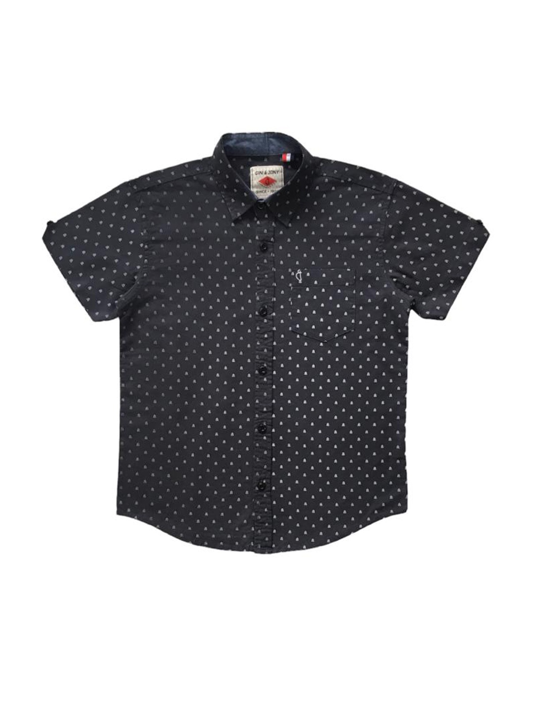 

Gini and Jony Boys Micro Ditsy Printed Cotton Casual Shirt, Grey
