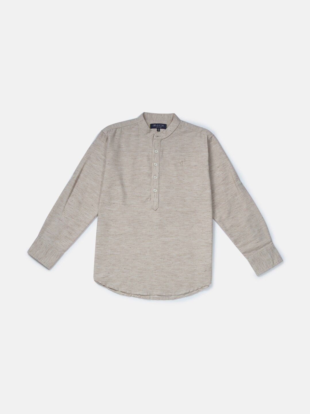 

Gini and Jony Boys Band Collar Long Sleeves Cotton Casual Shirt, Grey
