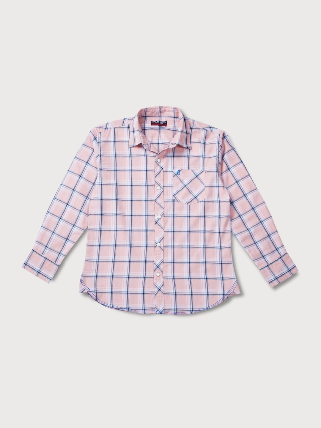 

Gini and Jony Boys Windowpane Checked Spread Collar Cotton Casual Shirt, Pink