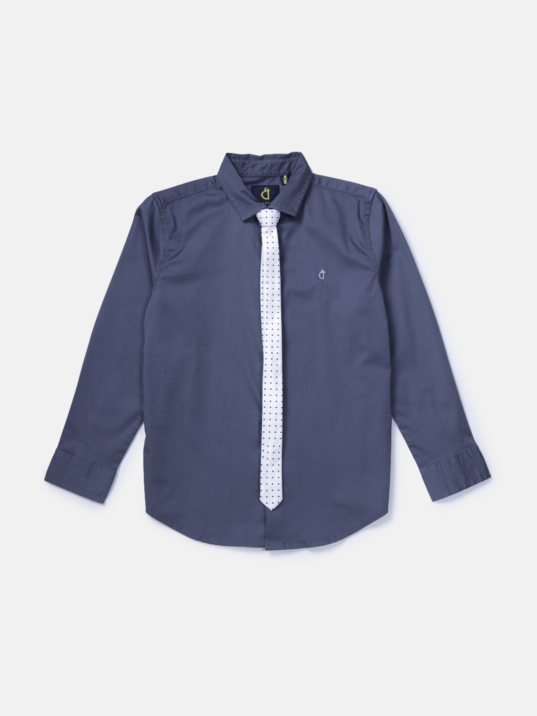 

Gini and Jony Boys Spread Collar Cotton Casual Shirt With Tie, Grey