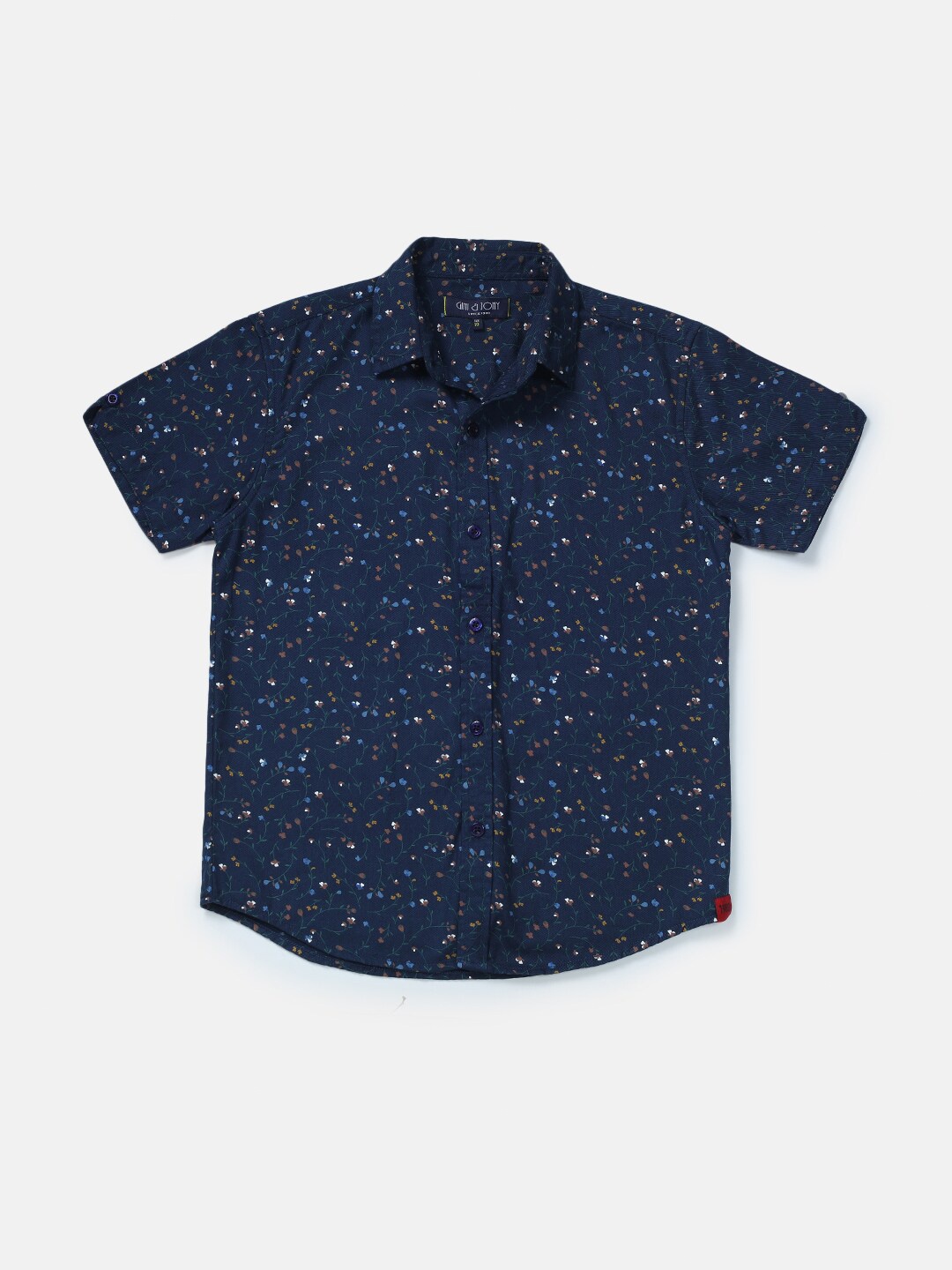 

Gini and Jony Boys Floral Printed Short Sleeves Cotton Casual Shirt, Navy blue