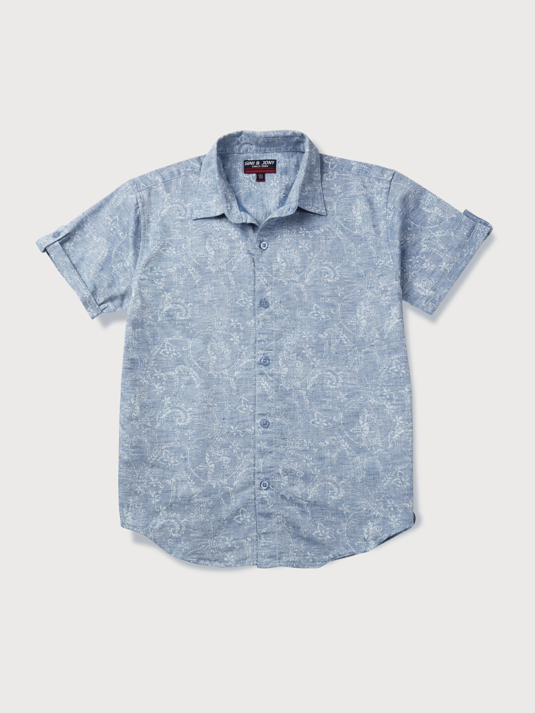 

Gini and Jony Boys Floral Printed Cotton Casual Shirt, Blue