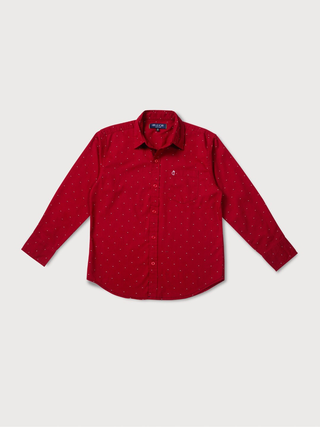 

Gini and Jony Boys Micro Ditsy Printed Long Sleeves Cotton Casual Shirt, Red