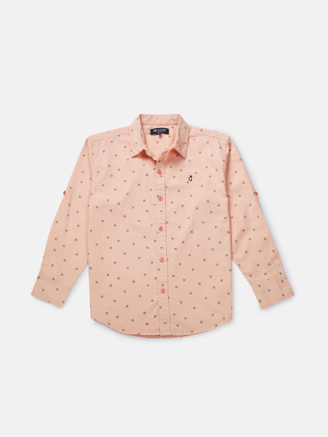 

Gini and Jony Infants Boys Micro Ditsy Printed Cotton Casual Shirt, Peach
