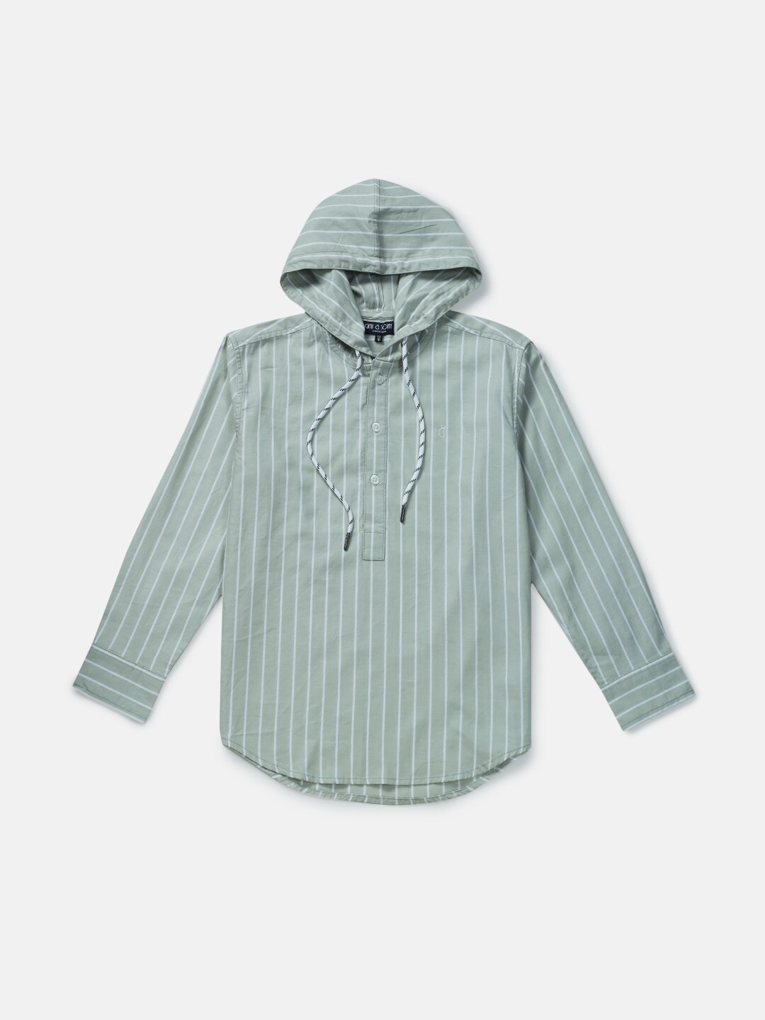 

Gini and Jony Boys Vertical Striped Hooded Cotton Casual Shirt, Green