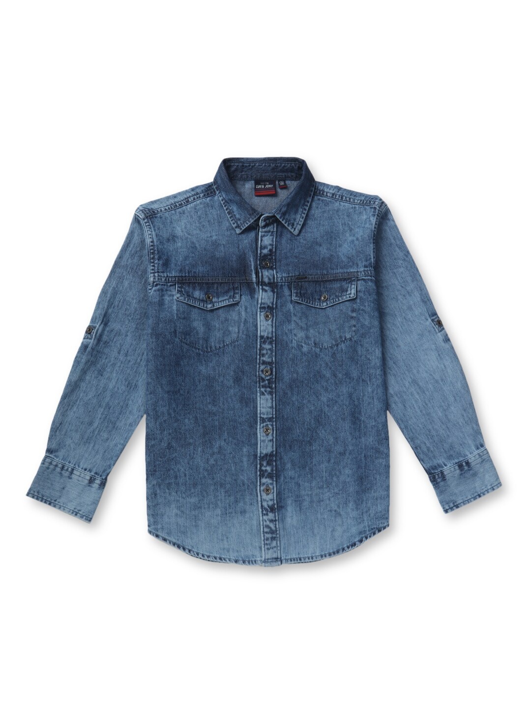 

Gini and Jony Boys Faded Spread Collar Denim Casual Shirt, Blue