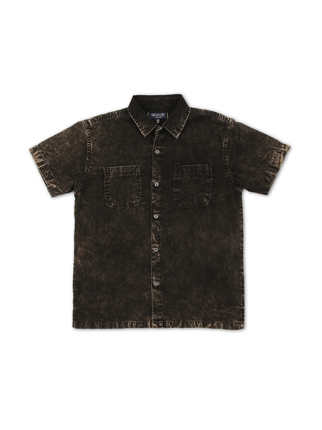 

Gini and Jony Boys Faded Spread Collar Short Sleeves Denim Casual Shirt, Navy blue