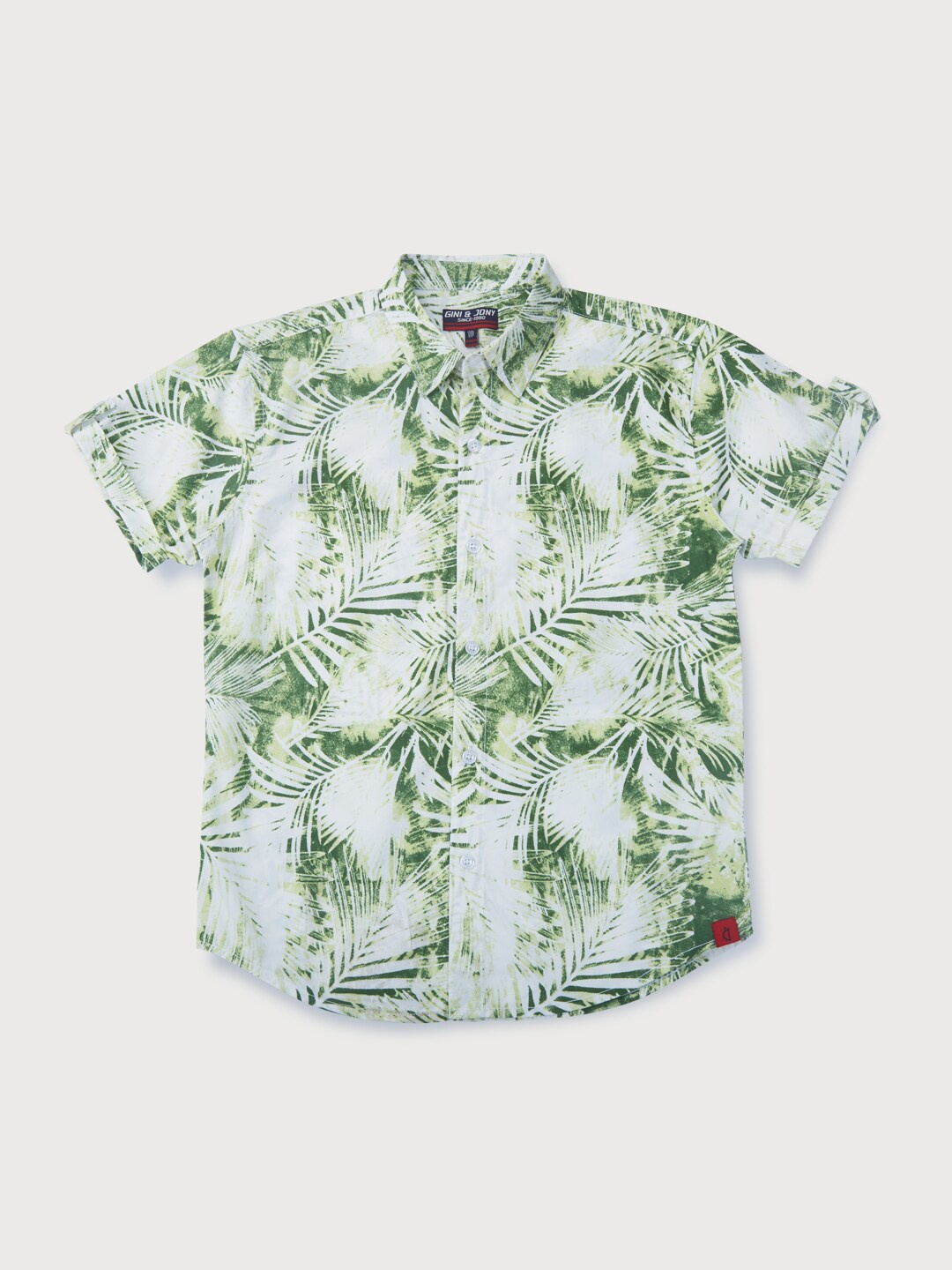 

Gini and Jony Infants Boys Green Tropical Printed Cotton Casual Shirt