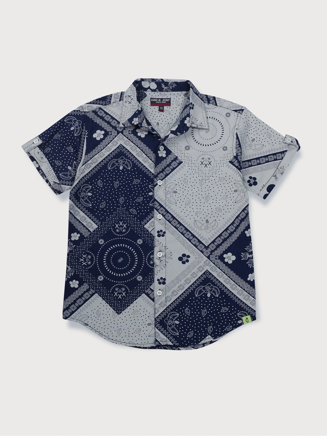 

Gini and Jony Boys Geometric Printed Cotton Casual Shirt, Grey